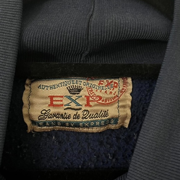 Navy Blue vintage 90s turtleneck sweatshirt with EXP logo - Picture 4 of 4